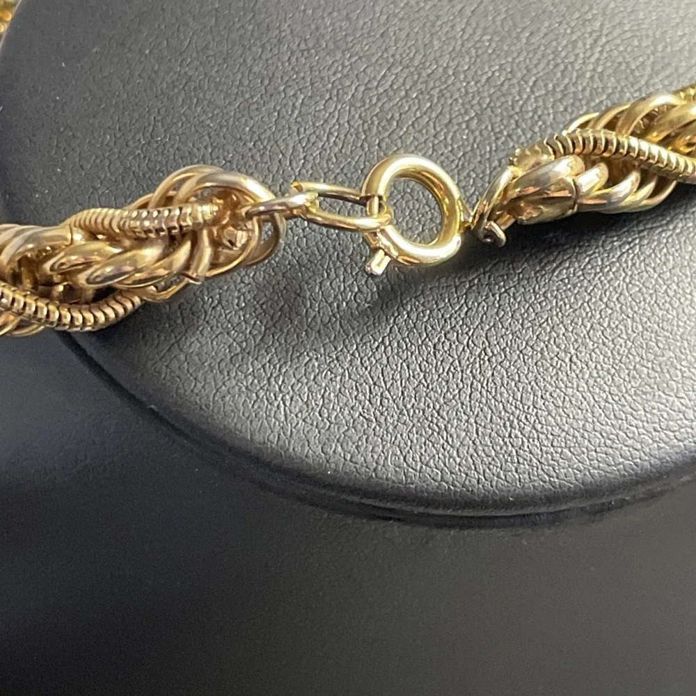 Vintage Twisted Chain Necklace Chunky Gold Tone 29" Long Retro Jewelry - Picture 6 of 9